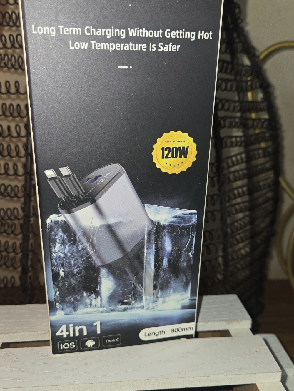 120W 4-in-1 Fast Charging Cable - Black